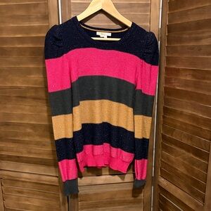 Boden Women's Striped Sweater in Pink, Gold, and Navy